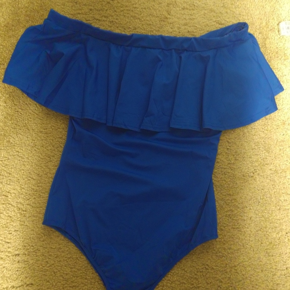 Royal blue off the shoulder bodysuit